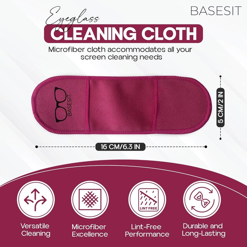 Basesit Eyeglass Cleaning Cloth, 4 Pack, Eyeglass Cleaning Wipes, Lens Wipes for Eyeglasses, Eye Glasses Cleaner Wipes, Eye Glass Clean Cloths, Eye Glasses Cleaner Cloth (Rose/Green) - Image 2